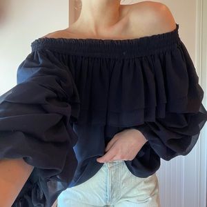 Misa Los Angeles Women’s Three-Quarter Sleeve Ruffled Top Size Small